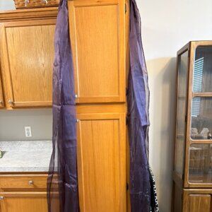 SET OF 2 CROSCILL CHOMBARD SHEEL SCARF/VALANCE. PURPLE & SAGE. 216X144"